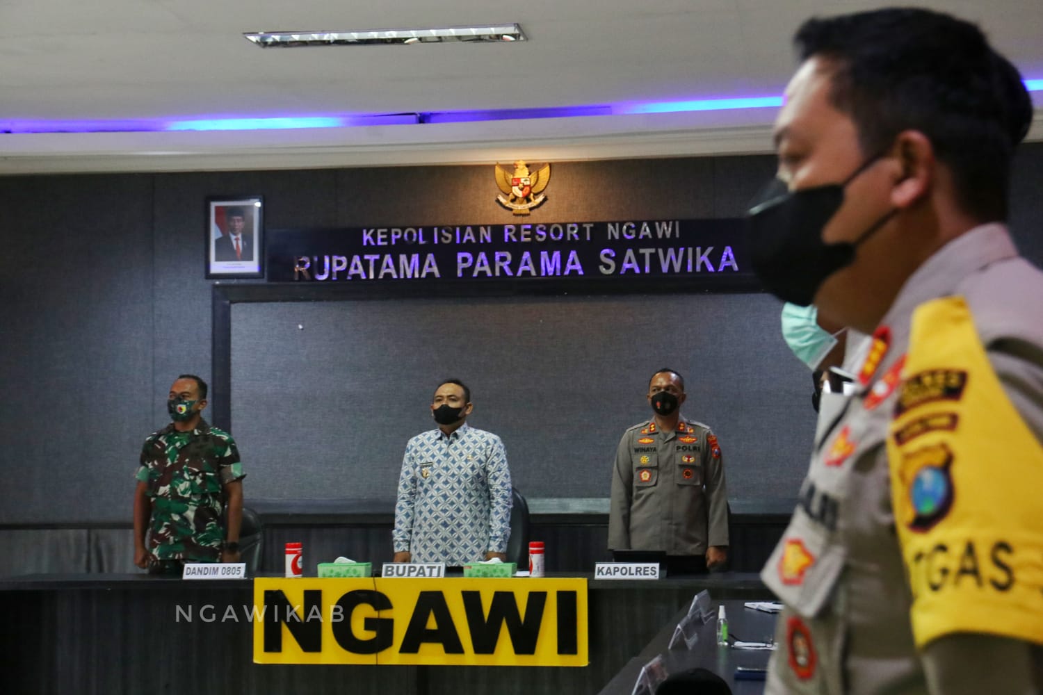 Bupati Ngawi Ikuti Rakor Kesiapan Pengamanan Idul Fitri 1443 H Bersama Kapolri.